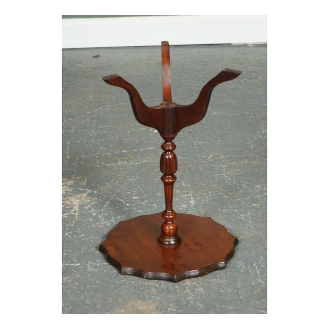 Vintage Green Leather Side Table with Tripod Feet For Sale - Image 12 of 13