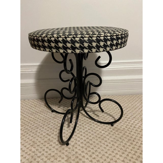 Black Vintage Wrought Iron Spanish Villa Stool For Sale - Image 8 of 8