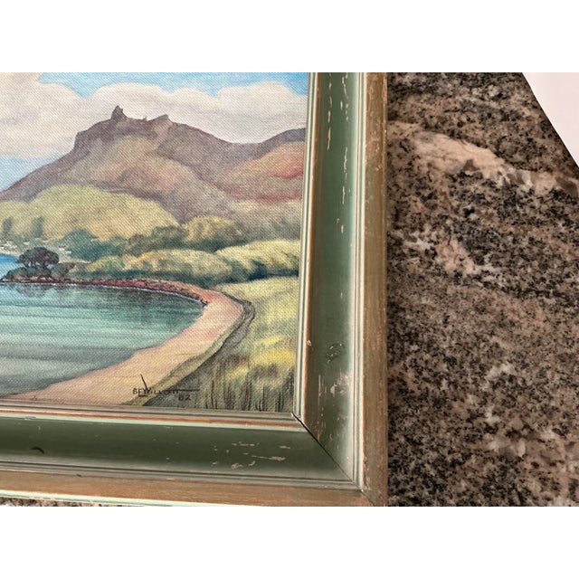 Shabby Chic Original Vintage Painting of New Zealand Mt. Manaia For Sale - Image 3 of 7