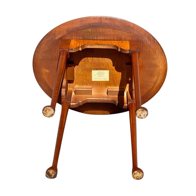 Late 20th Century Eldred Wheeler Tiger Maple Small Oval Tea Table For Sale - Image 12 of 12