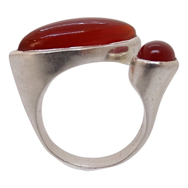 You and Me Ring with Carnelian in 925 Sterling Silver, 2010s For Sale