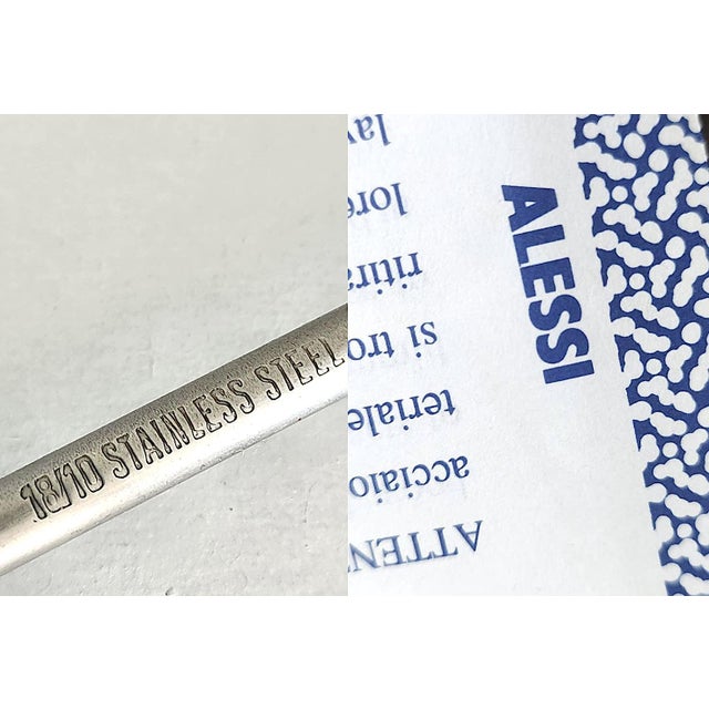 Vintage Alessi Teak Wood and Stainless Steel Fondue Forks, Boxed Set of 6 For Sale - Image 10 of 11