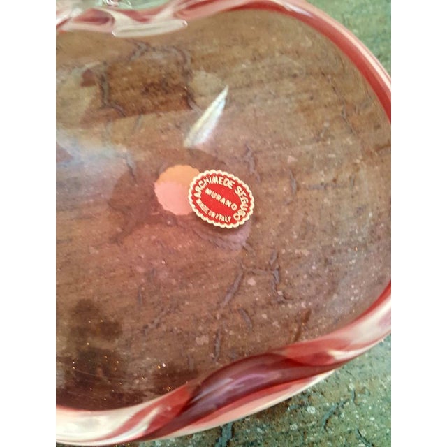 Pair of 1950's Vintage Archimede Seguso Murano Glass Pink Apple Bowl For Sale - Image 4 of 4
