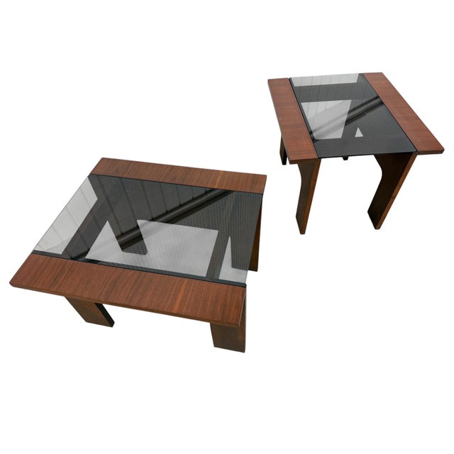 Elevate your living space with this striking pair of 1960s Mid-Century Modern side tables by Lane Furniture. Crafted in...