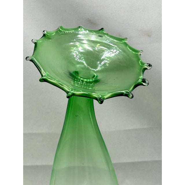 Murano 1970s La Murrina Signed Murano Hand-Blown Green Art Glass Vase For Sale - Image 4 of 10