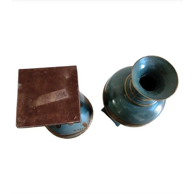 Metal Pair of Interior Concepts Hand-Painted Metal Vases For Sale - Image 7 of 10