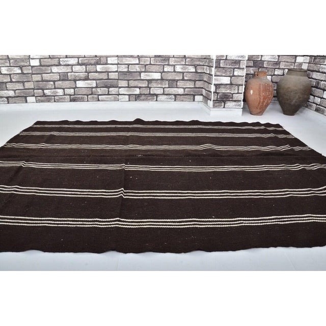 Textile Organic Vintage Kilim Rug For Sale - Image 7 of 9