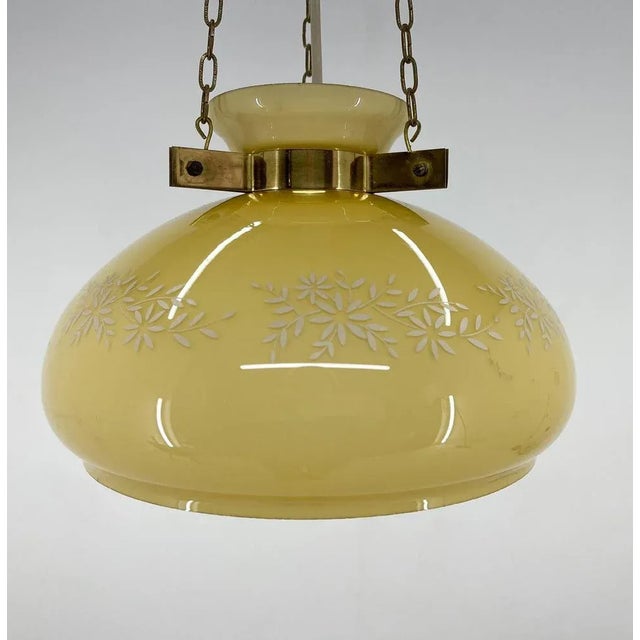 Glass & Brass Pendant Light, 1950s For Sale - Image 3 of 10