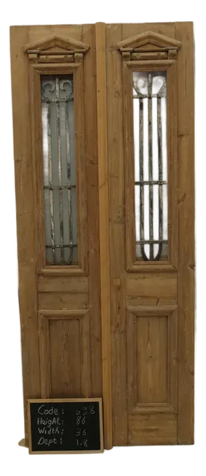 Late 19th Century Double French Doors With Metal/Glass - A Pair