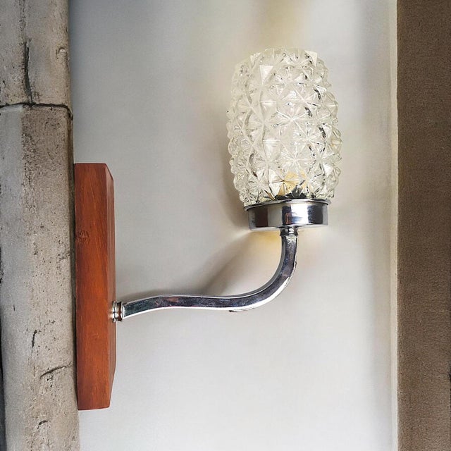 Portuguese Rustic Wood and Glass Sconce, 1950s For Sale - Image 10 of 10
