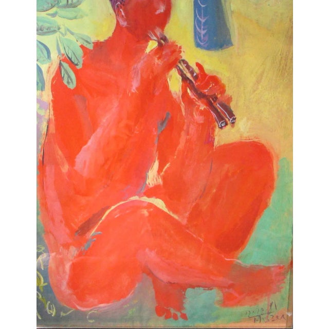 Paper 1981 Fauvist Style Figurative Male Nude Watercolor Paintings, Framed - a Pair For Sale - Image 7 of 12