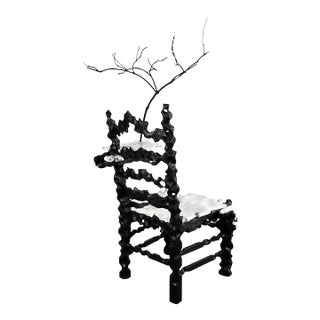 Throne Object - Collectible Reclaimed Wood and Marble Objet, Chair or Side Table by Gabor Gobi For Sale