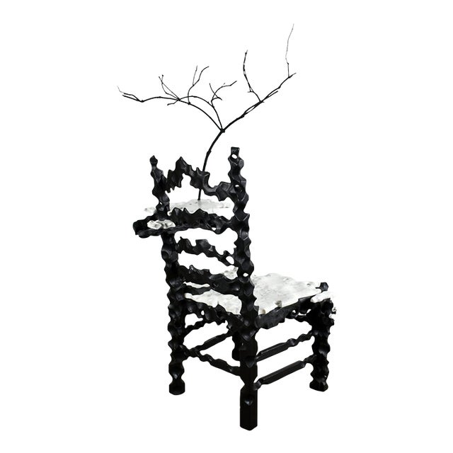 Throne Object - Collectible Reclaimed Wood and Marble Objet, Chair or Side Table by Gabor Gobi For Sale