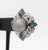 Contemporary Art Deco Style 18k White Gold, Pearl, Multicolor Gemstones, and Diamond Earrings For Sale - Image 3 of 10