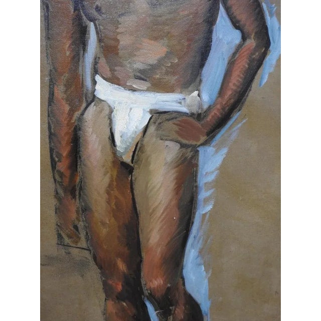 Mid 20th Century Mid 20th Century Robert Whitmore Oil Painting of Male Model For Sale - Image 5 of 6
