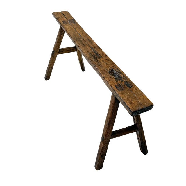 French Rustic Provincial Bench in Pine and Elm, 1950s For Sale - Image 6 of 12