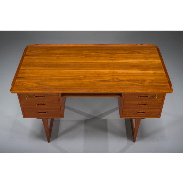 Mid-Century Danish Freestanding Teak Desk with Raised Lip Edge, 1960s For Sale - Image 16 of 18