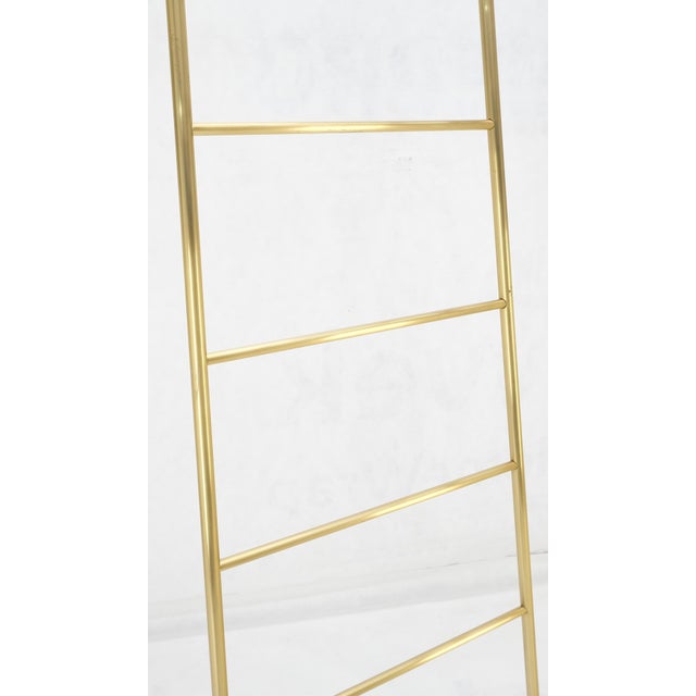1970s Pair of 89" Tall Brass Custom Decorative Textile Fabric Towel Racks Displays For Sale - Image 5 of 11