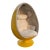 Attributed to Henrik Thor-Larsen “Ovalia” Egg Chair W/ Speakers – Yellow & Beige – Space Age Mid Century Modern (1968 Torlan Sweden) For Sale