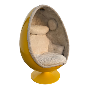 Attributed to Henrik Thor-Larsen “Ovalia” Egg Chair W/ Speakers – Yellow & Beige – Space Age Mid Century Modern (1968 Torlan Sweden)