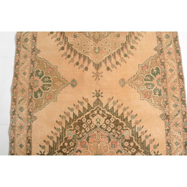 Textile Kurdish Beige Hallway Runner Carpet For Sale - Image 7 of 10