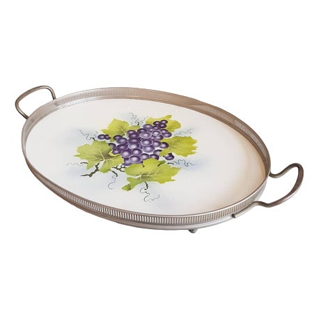 Vintage Metal Serving Tray For Sale