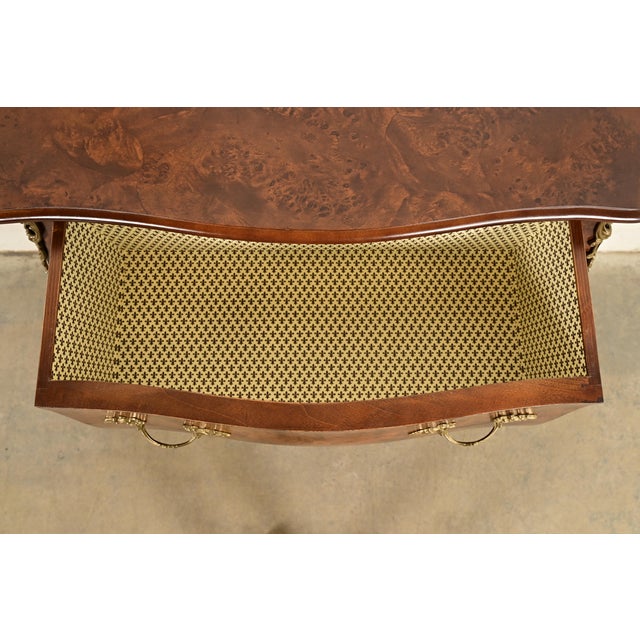 Wood Italian Louis XV Burled Walnut Bombay Commode With Mounted Gilt Bronze Ormolu | Circa 1960s For Sale - Image 7 of 17