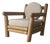 Large Scale Vintage Solid Oak Post Lounge Chair For Sale