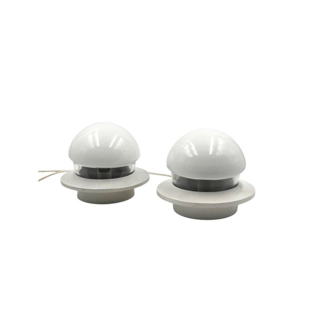 Glass Space Age Bedside Table Lamps, Italy, 1970, Set of 2 For Sale - Image 7 of 11
