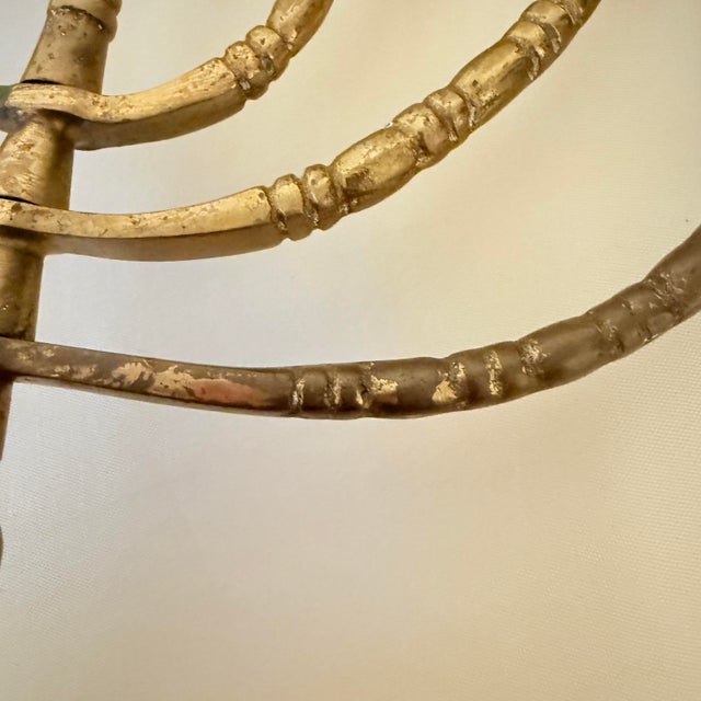 Mid-20th Century Trio Variegated Height Brass Menorahs For Sale - Image 9 of 12