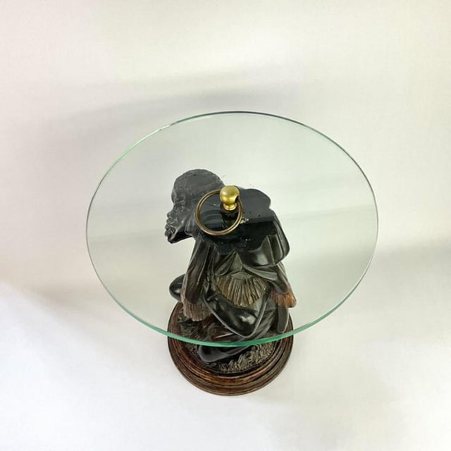 1960s Pair of Mid-Century Modern Wood Carved Venetian Blackamoor Pedestal/Stands For Sale - Image 5 of 17