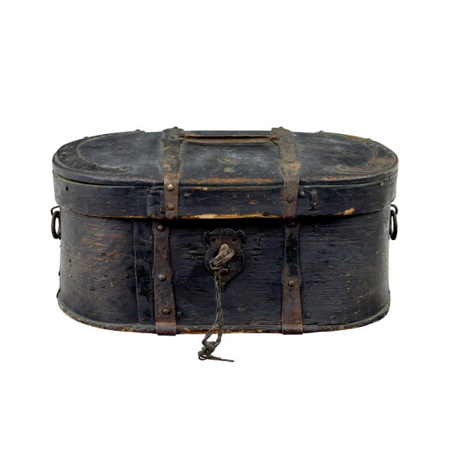 Black Swedish Oval Painted Box, 1850s For Sale - Image 8 of 8