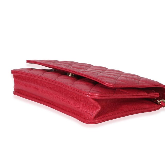 Animal Skin Dark Pink Quilted Caviar Wallet On Chain For Sale - Image 7 of 10