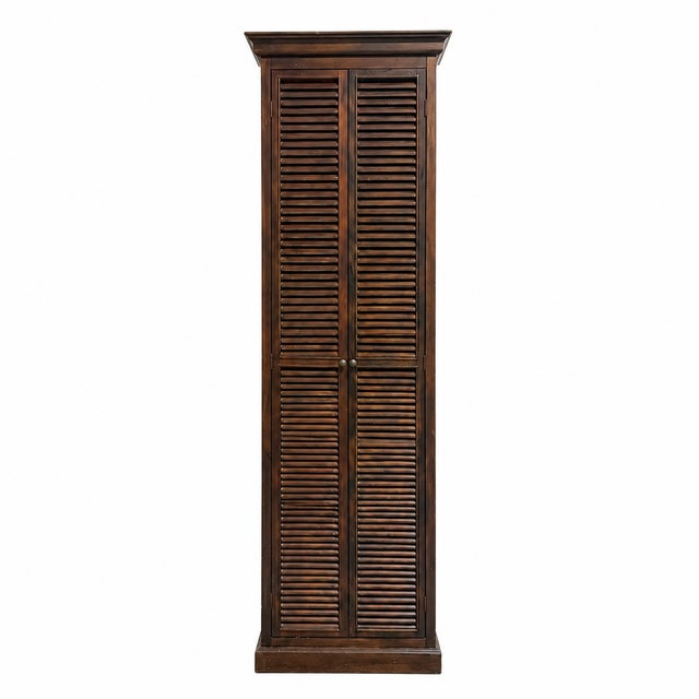 Rustic Reclaimed Wood Two-Door Louvered Storage Cabinet For Sale - Image 3 of 9