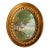 Vintage French Miniature Oil Painting, Signed Bucolic Landscape in Original Oval Gilt Frame For Sale