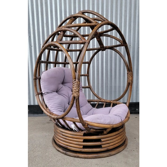 Bamboo Swivel Egg Chair Chairish