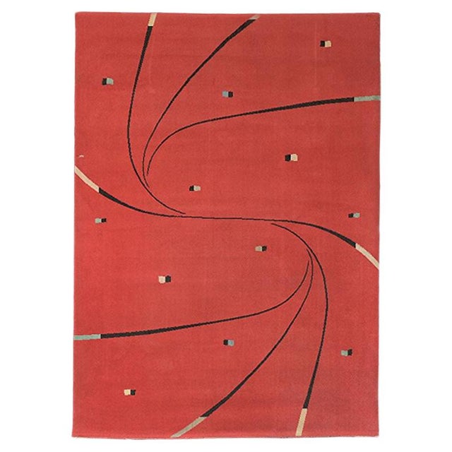 Textile German Wool Rug with Graphic Design, 1950s For Sale - Image 7 of 7