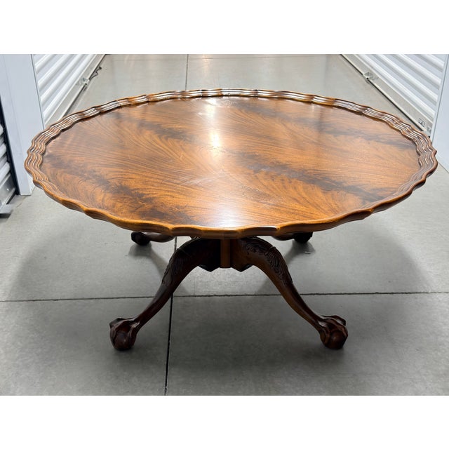 Henredon 1950s Henredon Piecrust Mahogany Chippendale Style Coffee Table Claw & Ball Feet For Sale - Image 4 of 12