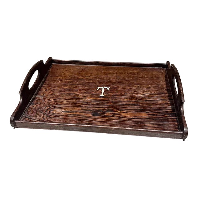 Antique Exotic Wood Serving Tray, Art Deco Style, Early 20th Century For Sale