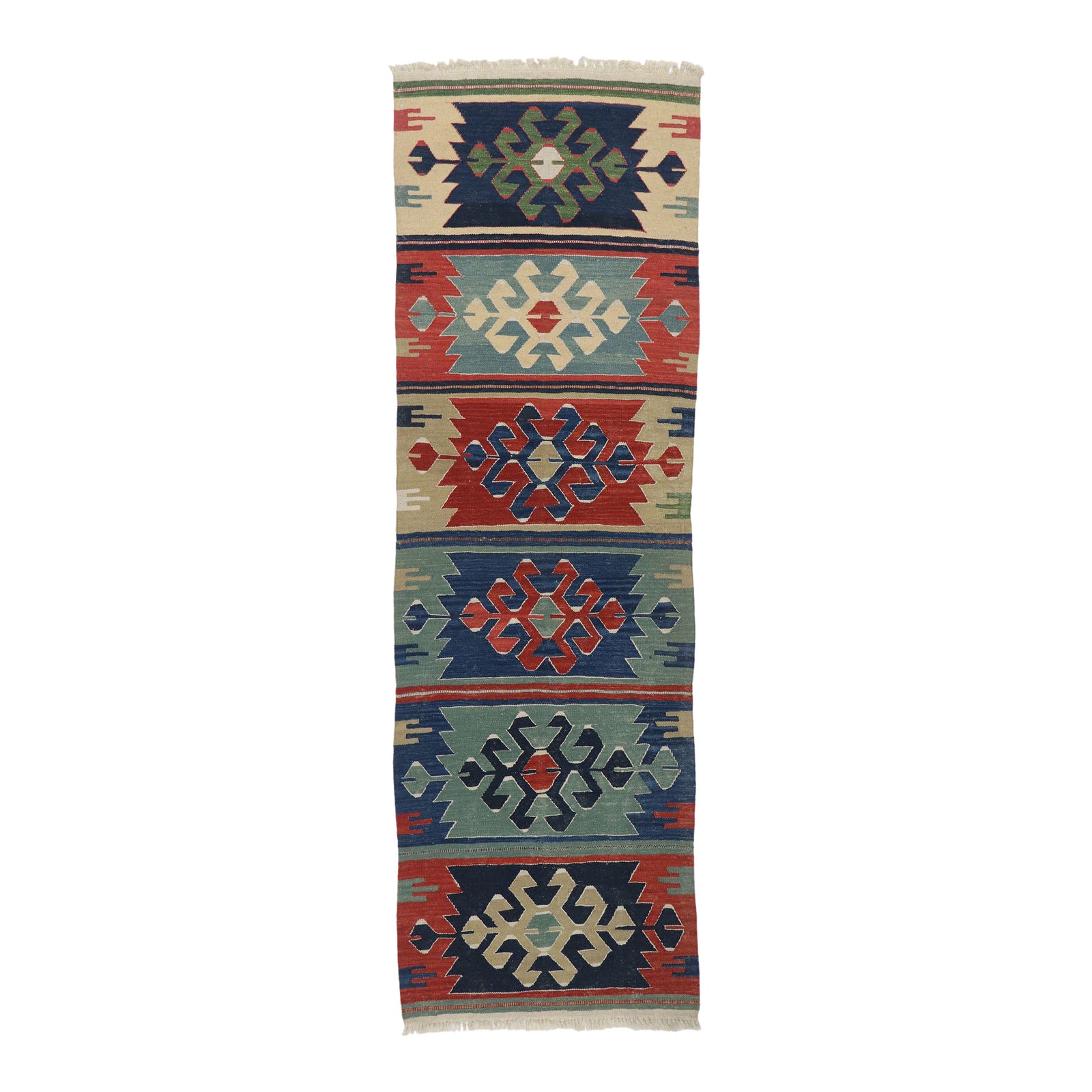 Vintage Persian Shiraz Kilim Runner Rug - 02'06 X 08'00 | Chairish