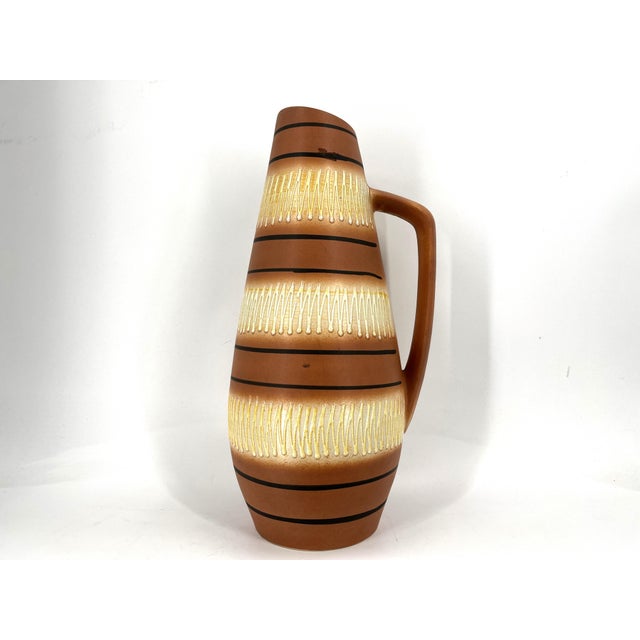 1960s Vintage Beige and Brown Ceramic Vase from Scheurich, 1960s For Sale - Image 5 of 7