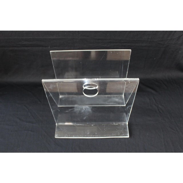 Transparent Vintage Mid Century Modern Lucite Acrylic "W" Shaped Magazine Rack For Sale - Image 8 of 9