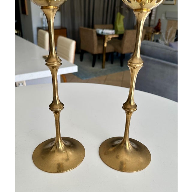 Brass and Glass Hurricane Candles Holders by Bijørn Wiinblad For Sale - Image 12 of 14