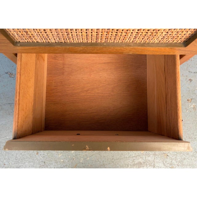 Mid 20th Century Modern Cane and Walnut Nightstand For Sale In New York - Image 6 of 13