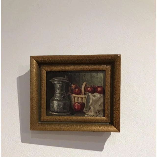 Georges Djakeli, Nature morte au pommes et à la channe, 1950, in Very Good conditions. This piece has an attribution mark,...