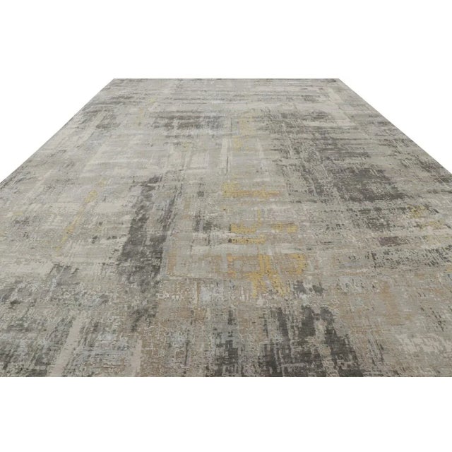 Rug & Kilim Rug & Kilim’s Oversized Abstract Rug in Silver-Gray and Beige-Brown Patterns 13x17 For Sale - Image 4 of 7