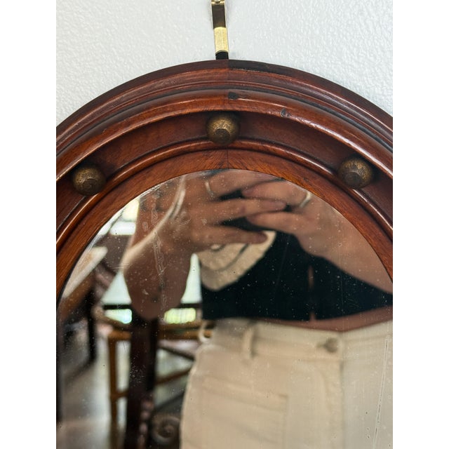 Small English Oval Wood Mirror in the Regency Style (H 13 1/4 X W 11 1/8) For Sale In Austin - Image 6 of 6