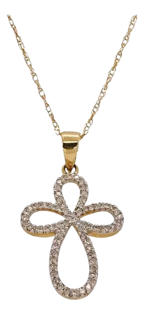 14 Karat Yellow Gold Necklace With Diamond Encrusted Pendant 0.25 TDW