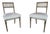 Pair of Antique Gustavian Style Open Back Chairs With Diamond Pattern Upholstery For Sale