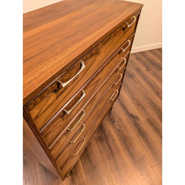 Wood 1960s American Walnut Highboy Dresser by Broyhill Lenoir, Attributed For Sale - Image 7 of 8